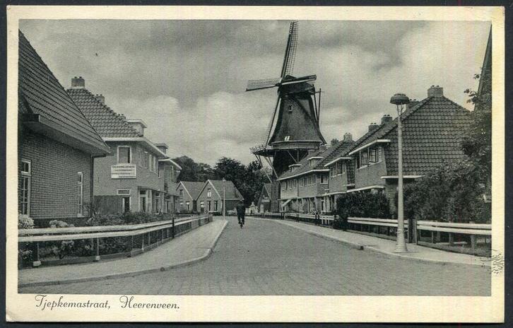 Heerenveen (Frl.) Tjepkemastraat met foutje van drukker 1939, Verzamelen, Ansichtkaarten | Nederland, Gelopen, Friesland, 1920 tot 1940