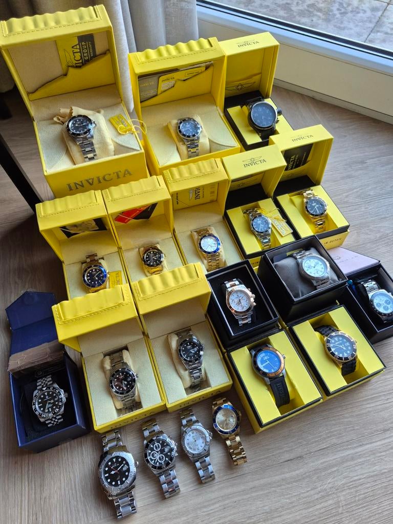 Invicta en Pagani Design Collectie 20 Stuks Diverse Modellen, Staal, Polshorloge, Ophalen of Verzenden, Zo goed als nieuw