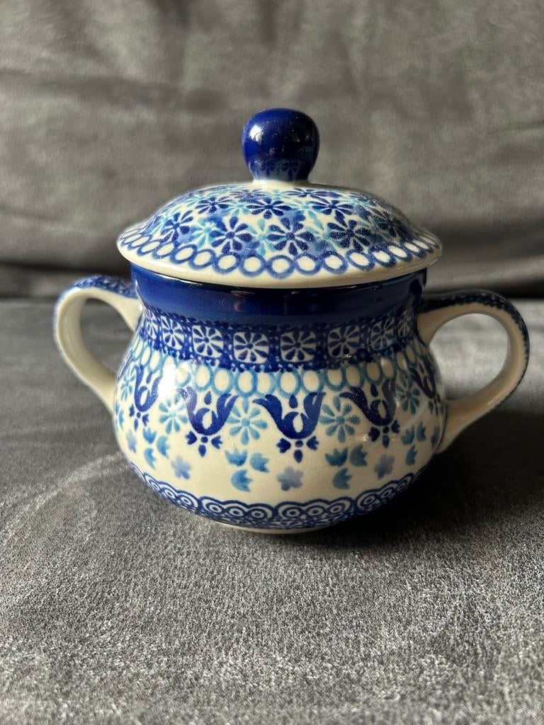 Bunzlau suikerpotje groot model, Keramiek, Overige typen, Ophalen of Verzenden, Zo goed als nieuw