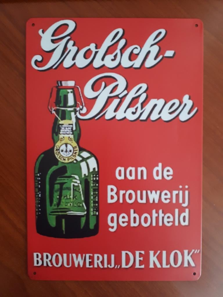 Grolsch 20x30 cm Metalen Reclamebord, Verzamelen, Ophalen of Verzenden, Nieuw, Reclamebord, Plaat of Schild, Grolsch