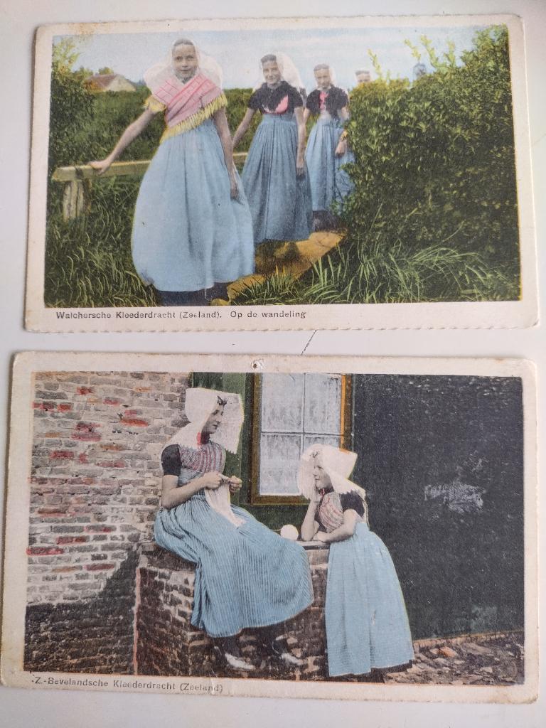 2 ansichten klederdracht walcheren, Ophalen of Verzenden, 1920 tot 1940, Gelopen, Klederdracht