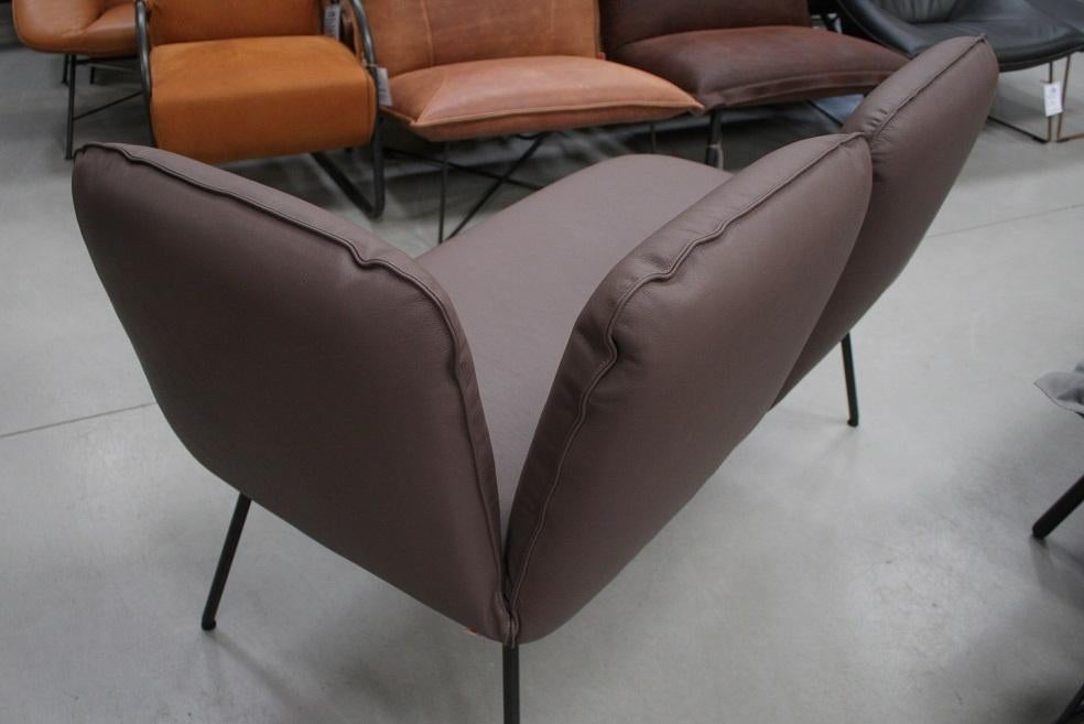 2 x bank / eetkamerbank Shuffle Jess design leer taupe, Ophalen, Zo goed als nieuw, Leer, Vijf, Zes of meer stoelen