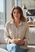 Elegante blouse met barok print - One Size, Davi-mode.nl, Ophalen of Verzenden, Nieuw, Beige