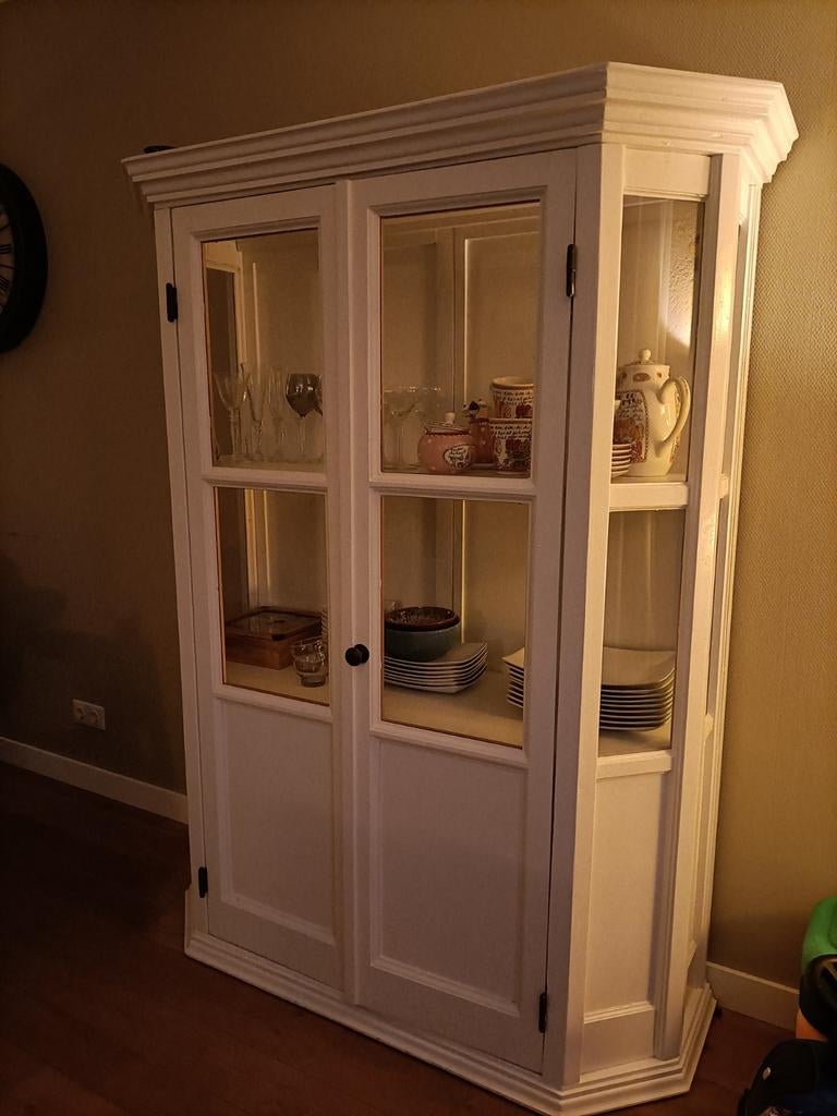 Leuke Servieskast met Glazen Deuren, Ophalen, 100 tot 150 cm, Glas, Landelijk
