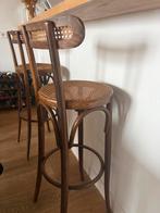 Vintage Ratan Bar Kruk, Ophalen, Gebruikt, Met voetsteun, 60 tot 90 cm