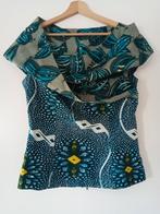 S/M Prachtige top aparte kraag kleuren petrol turqoise geel, Kleding | Dames, Nieuw, Ophalen of Verzenden, Maat 36 (S), Vlisco