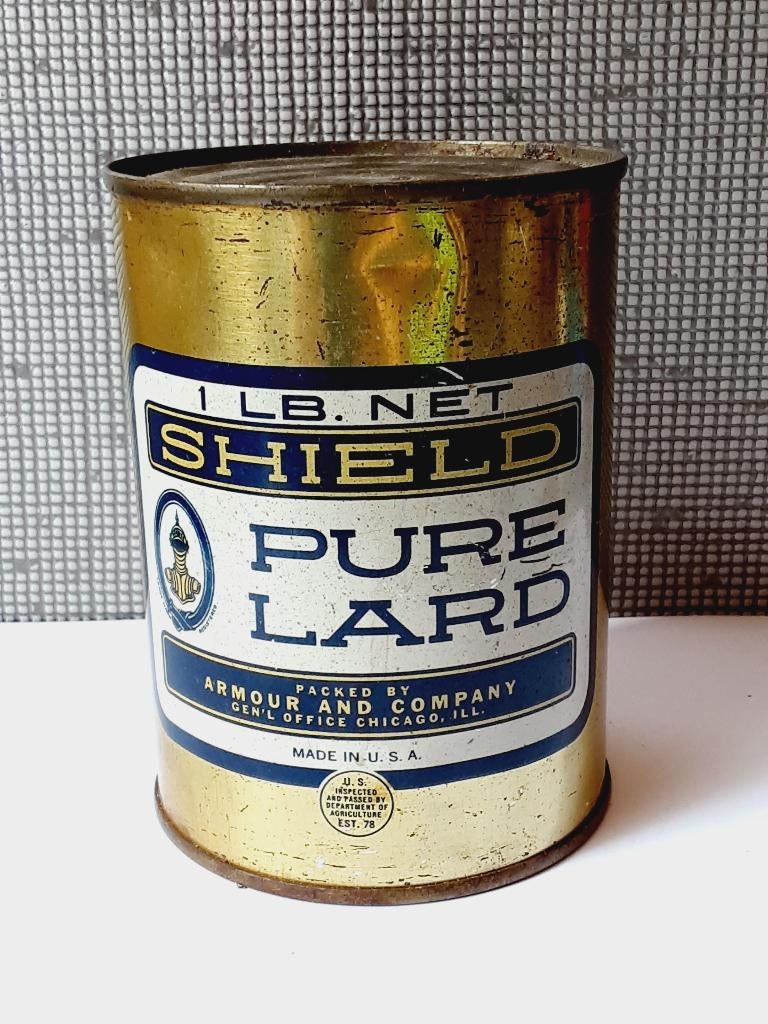 vintage shield pure land blik, niet geopend, Verzamelen, Blikken, Ophalen of Verzenden, Gebruikt, Overige