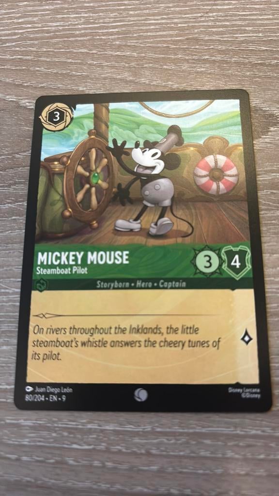 Disney Lorcana Mickey Mouse steamboat 80-204 9FAB nonfoil, Ophalen of Verzenden, Zo goed als nieuw, Losse kaart