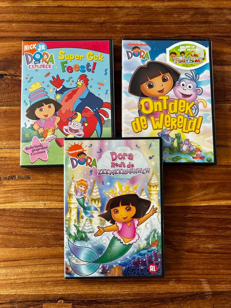 Dora the Explorer DVD's - 3 stuks voor kinderen, Avontuur, Gebruikt, Alle leeftijden, Ophalen of Verzenden