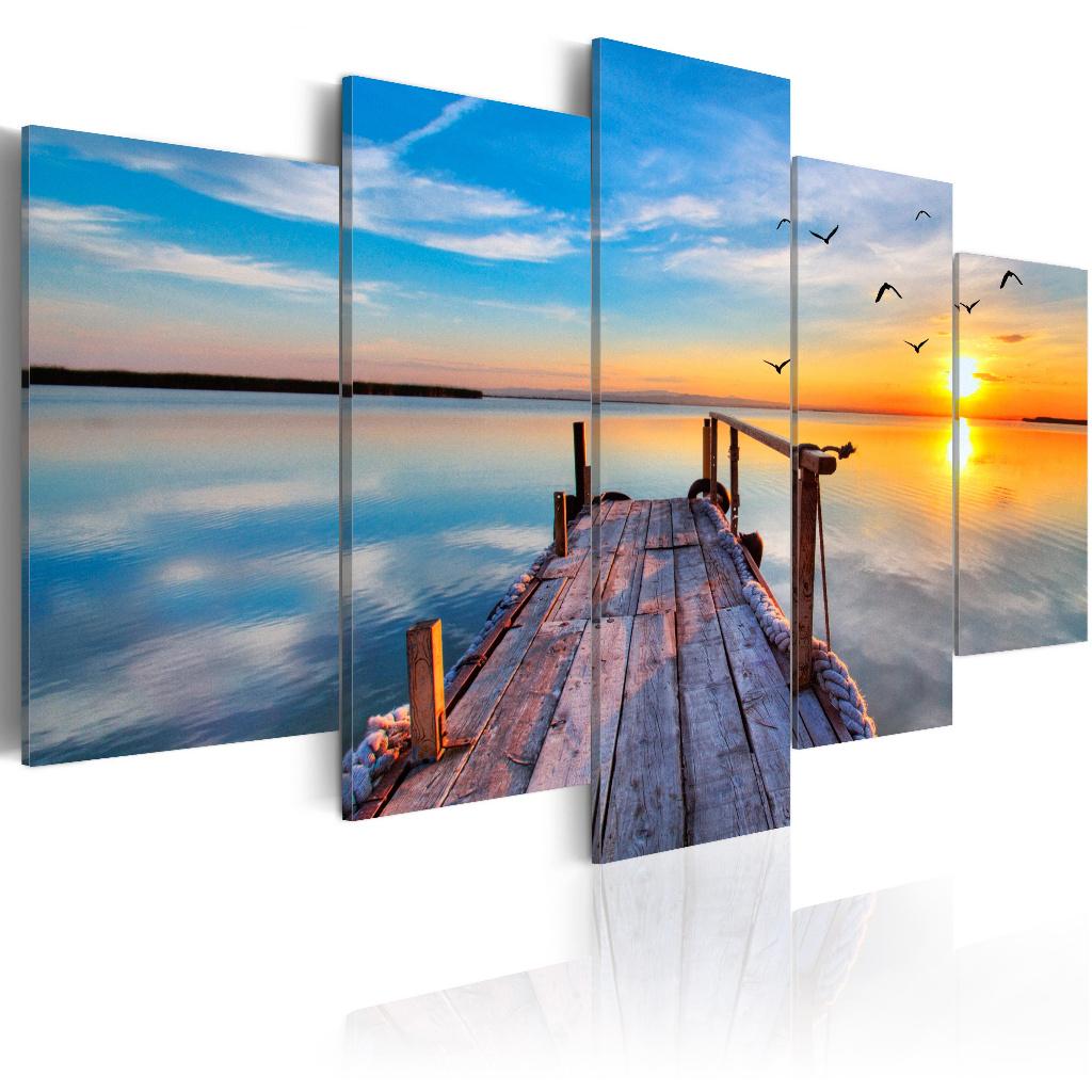 65 Steiger Sunset 5 Luik Canvas Schilderij 200x100cm Nieuw, Nieuw, 125 cm of meer, Ophalen of Verzenden, Schilderij