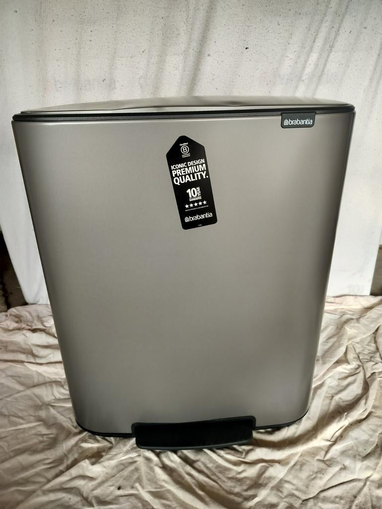 Brabantia pedal platinum 2x30 liter NIEUW!, Nieuw, Minder dan 100 cm, Grijs, 25 tot 50 cm
