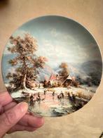 Vintage Decoratief Bord met Winterlandschap, Ophalen