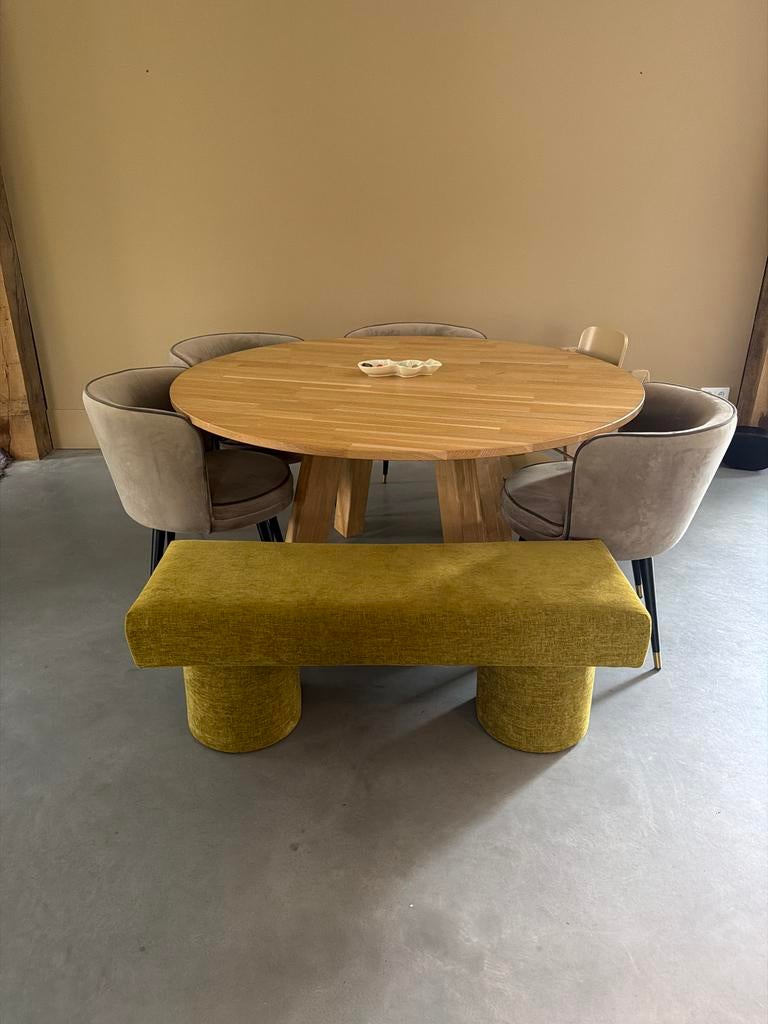 Ronde eettafel, Gebruikt, 150 tot 200 cm, Rond, Ophalen of Verzenden