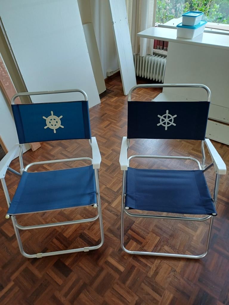 2x Aluminium Tuinstoeltjes - Inklapbaar & Lichtgewicht, Tuin en Terras, Tuinstoelen, Ophalen, Gebruikt, Aluminium, Inklapbaar