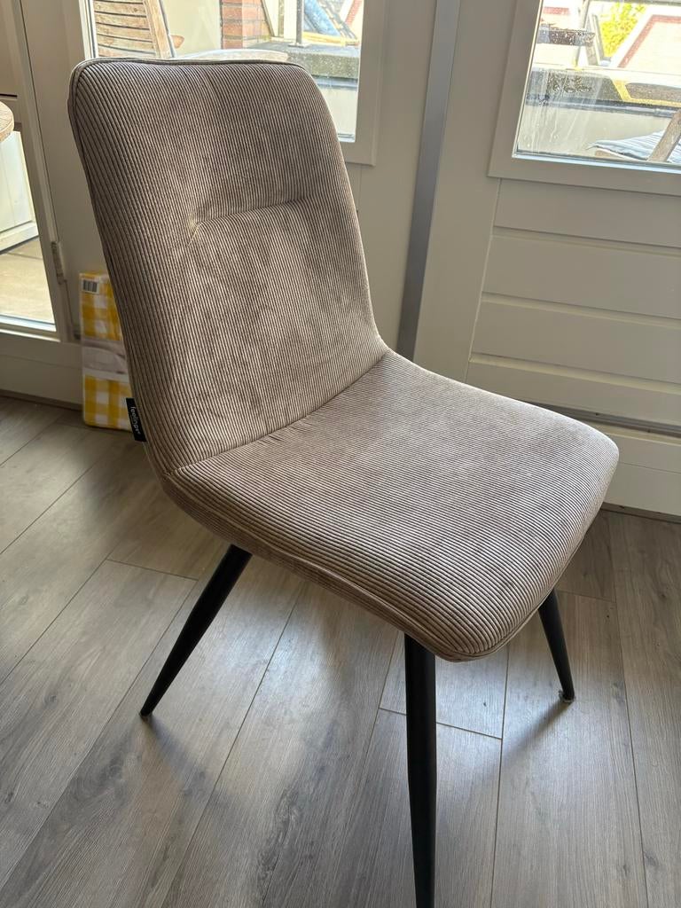 Moderne Feelings Eetkamerstoel - Ribstof Beige, Huis en Inrichting, Ophalen, Overige kleuren, Zo goed als nieuw, Eén