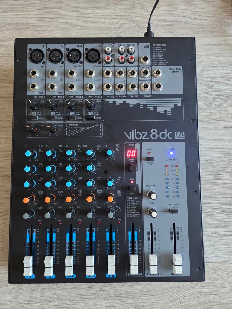 LD Systems Vibz 8DC mengpaneel met originele adapter, Ophalen of Verzenden, Zo goed als nieuw, 5 tot 10 kanalen, Microfooningang