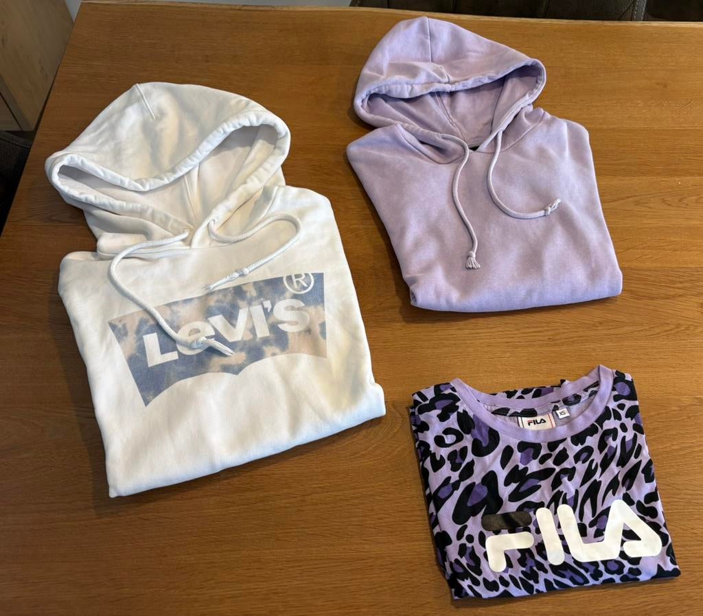 Witte Levi’s hoodie maat XS(maat34/170), fila en pieces S., Kinderen en Baby's, Kinderkleding | Maat 170, Ophalen of Verzenden