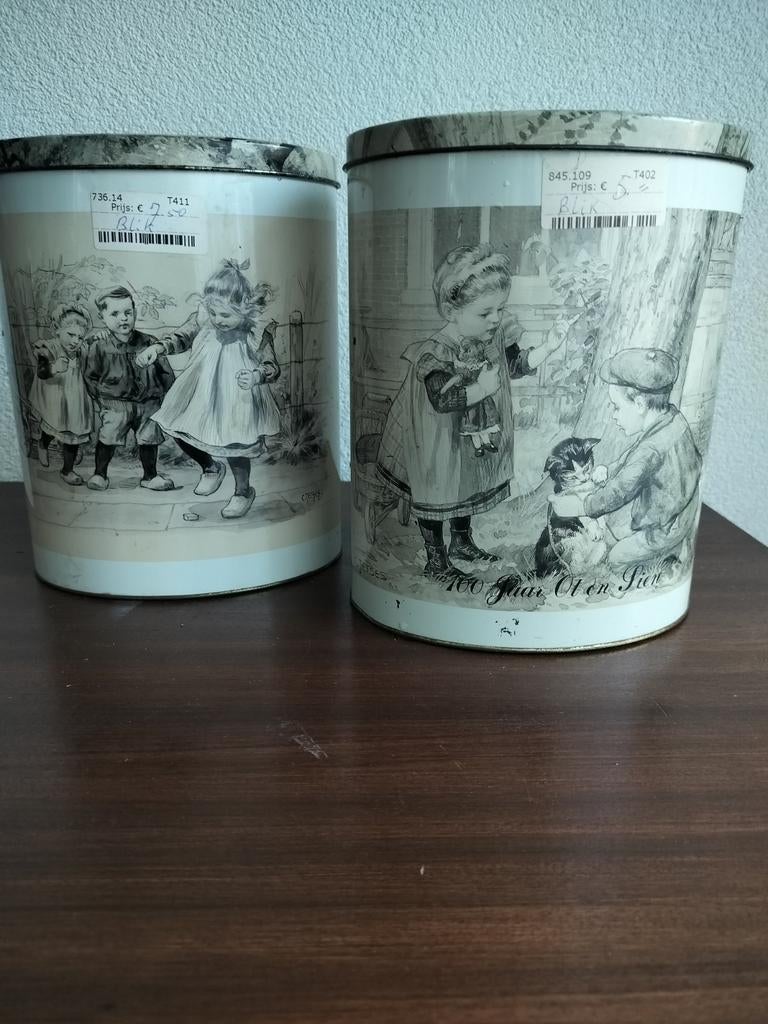 2 Ot en Sien voorraadblikken, 22 cm hoog, Verzamelen, Ophalen of Verzenden, Overige