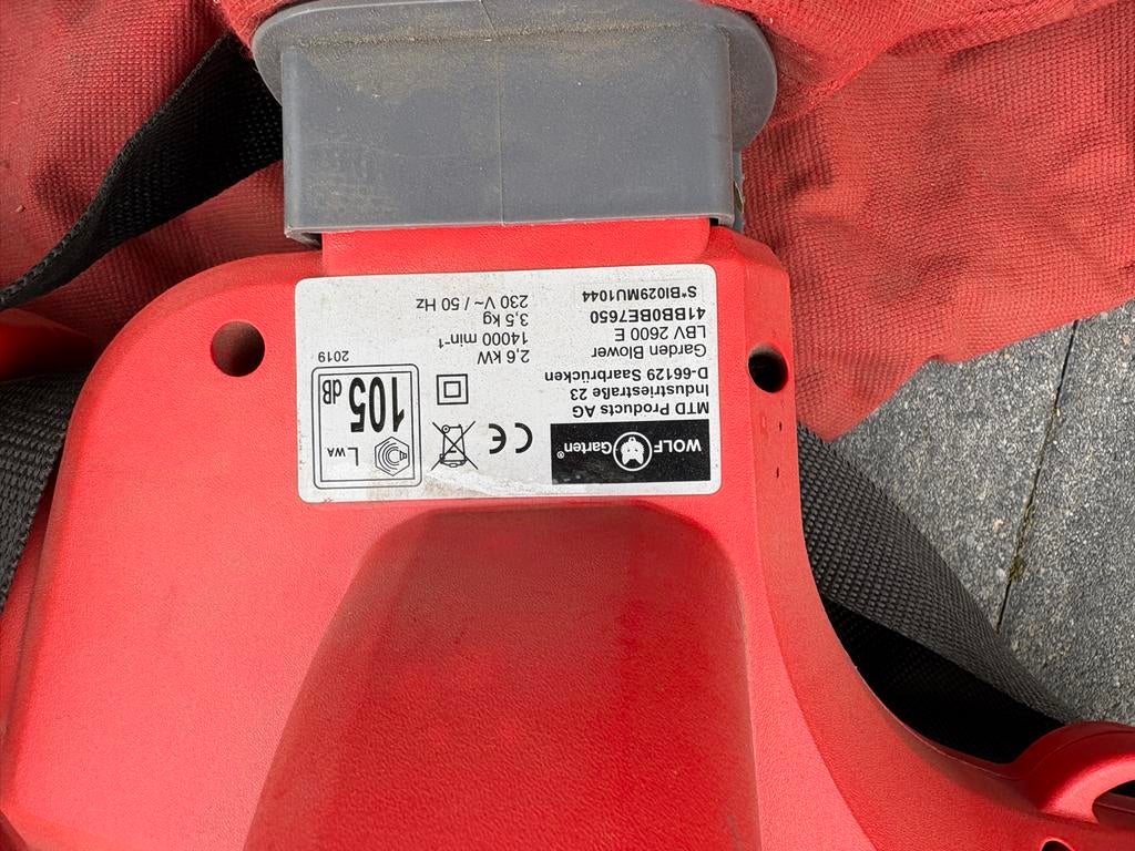 WOLF-Garten LBV 2600 E Bladblazer/Bladzuiger, Tuin en Terras, Bladblazers, Gebruikt, Handgedragen, Elektrisch, Met opvangzak, Ophalen of Verzenden