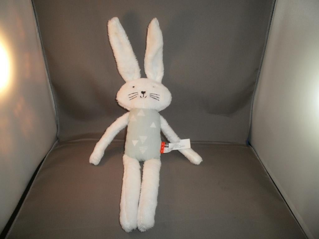 HEMA konijn wit met zwarte neus hartje snorharen groene buik, Ophalen of Verzenden, Zo goed als nieuw, Konijn