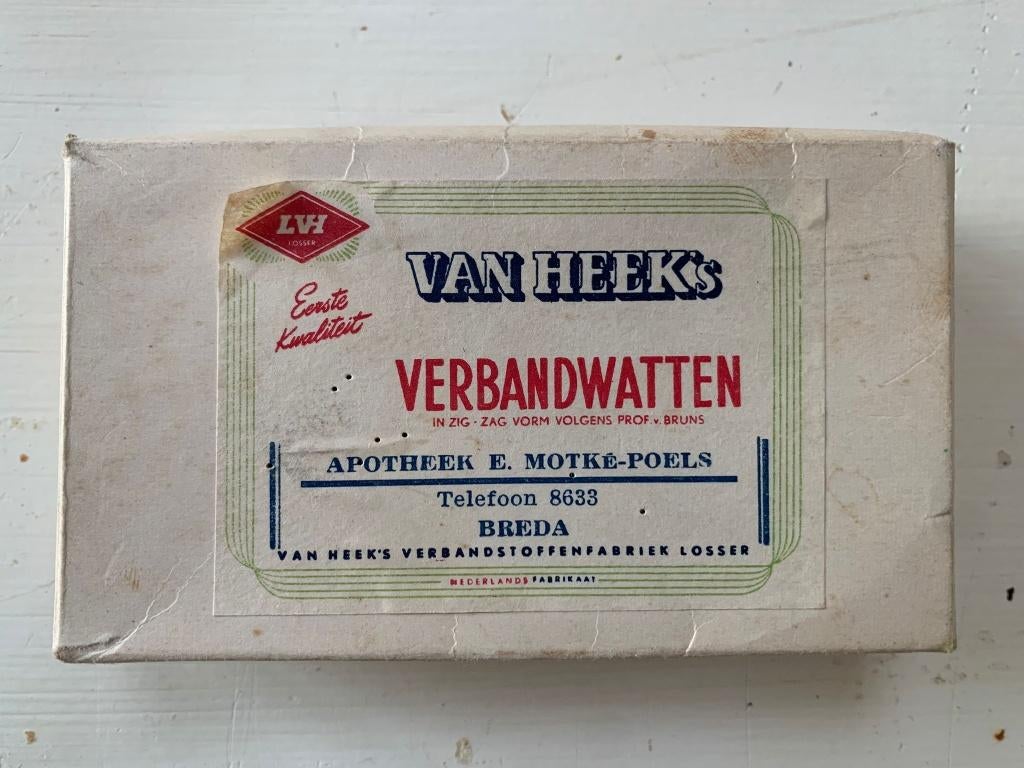 apotheek verpakking verbandwatten Breda Motké Poels, Ophalen of Verzenden