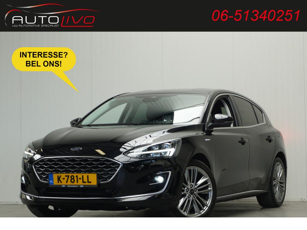 Ford Focus 1.0 EcoBoost Hybrid Vignale LEER LED B&O HEAD UP, Auto's, Ford, Gebruikt, Zwart, Handgeschakeld, Hybride Elektrisch/Benzine