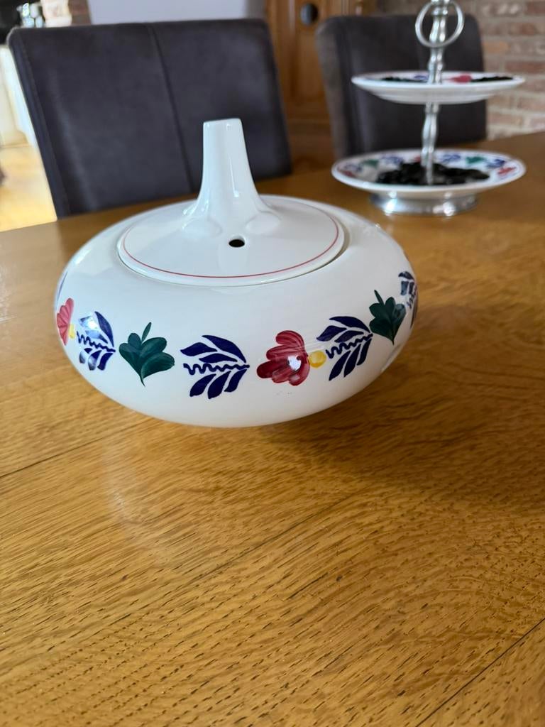 Puntgave boerenbont uienpot, Huis en Inrichting, Overige typen, Ophalen of Verzenden, Zo goed als nieuw, Aardewerk