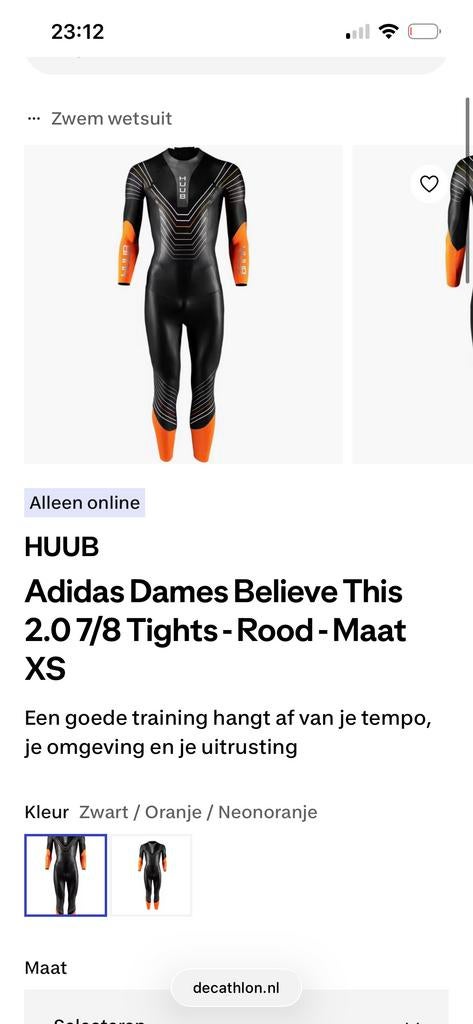 HUUB Zwem Wetsuit - Zwart/Oranje, Ophalen of Verzenden, Nieuw, Zwart, Overige typen