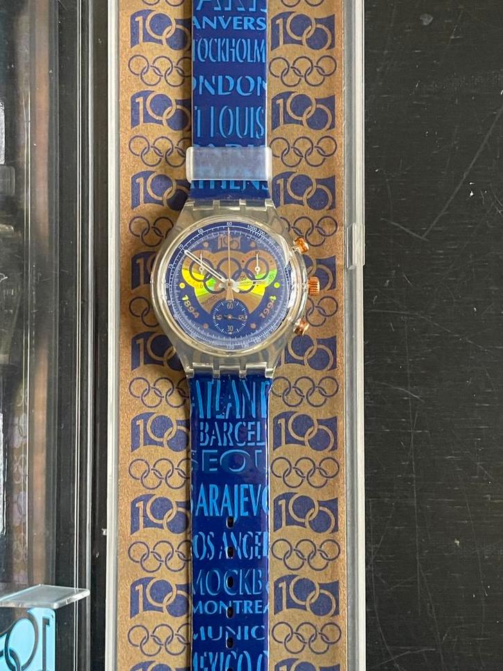 Swatch olympic chrono 1994 ongedragen, Sieraden, Tassen en Uiterlijk, Horloges | Heren, Zo goed als nieuw, Swatch, Kunststof, Ophalen of Verzenden