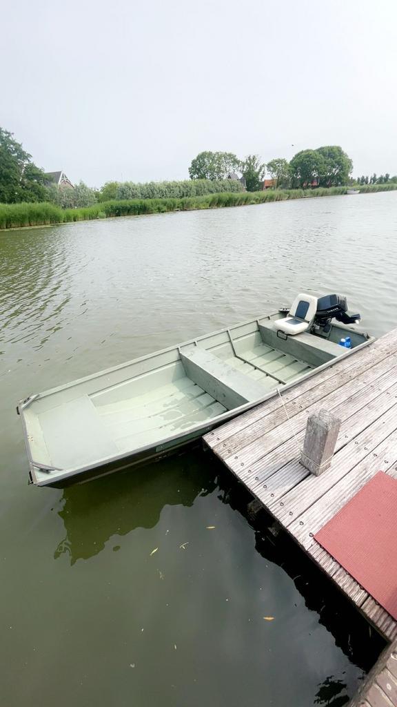 Aluminium platbodem met 8 pk yamaha, Watersport en Boten, Kano's, Gebruikt, Overige typen, Drie personen of meer, Ophalen