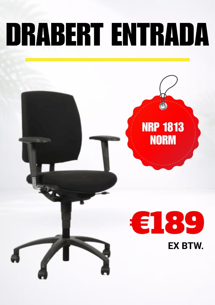 Drabert Entrada – NPR 1813 bureaustoel – Refurbished, Zwart, Ophalen of Verzenden, Zo goed als nieuw, Bureaustoel