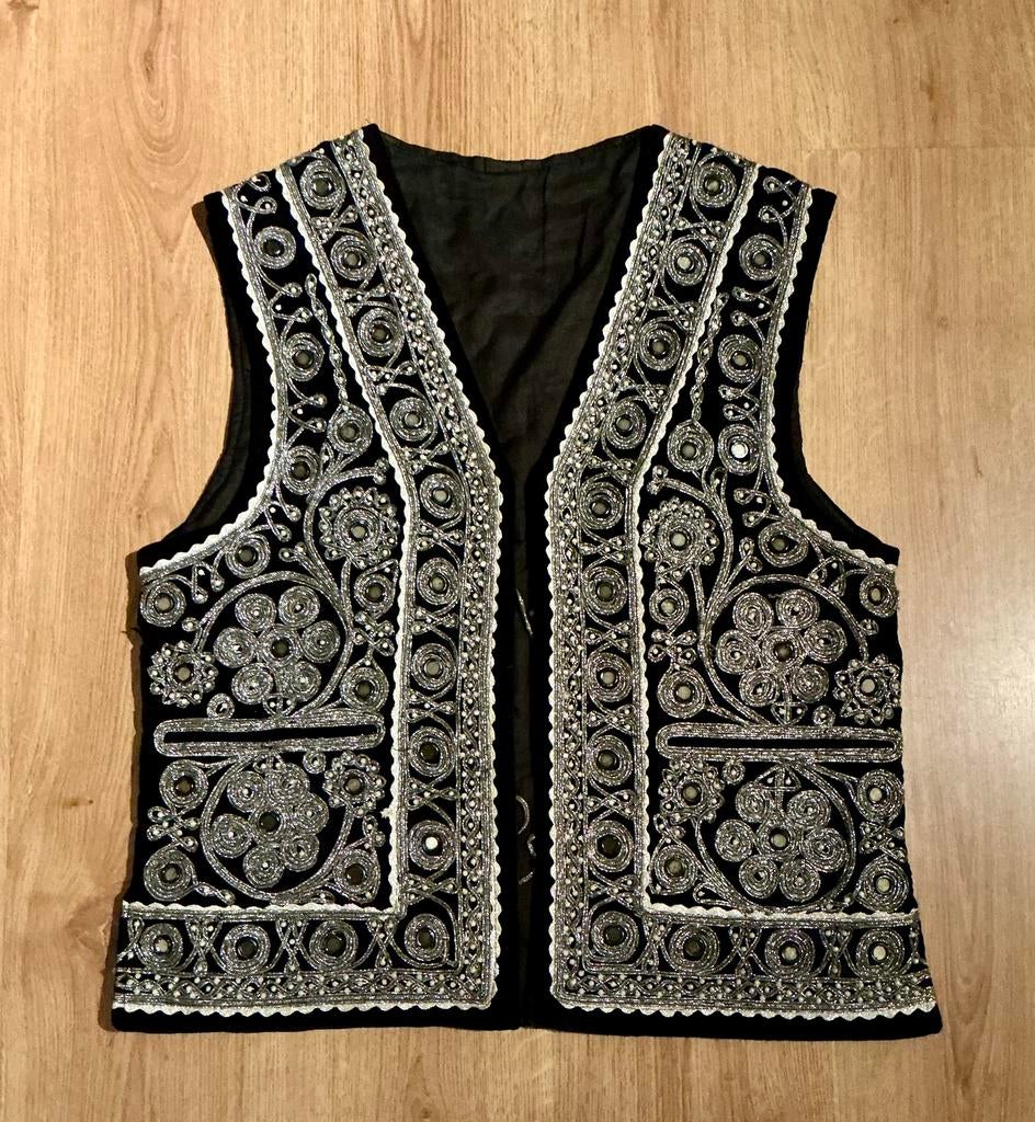 Velvet gilet waistcoat waskat spiegeltjes XL, Kleding | Heren, Bodywarmers, Ophalen of Verzenden, Zo goed als nieuw, Maat 56/58 (XL)