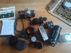 Asahi Pentax 35mm Spiegelreflexcamera met 3 lenzen en koffer, Ophalen of Verzenden, Gebruikt, Spiegelreflex, Pentax