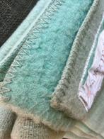Toffe vintage wollen deken in mintgroen, Ophalen of Verzenden, Zo goed als nieuw, Groen