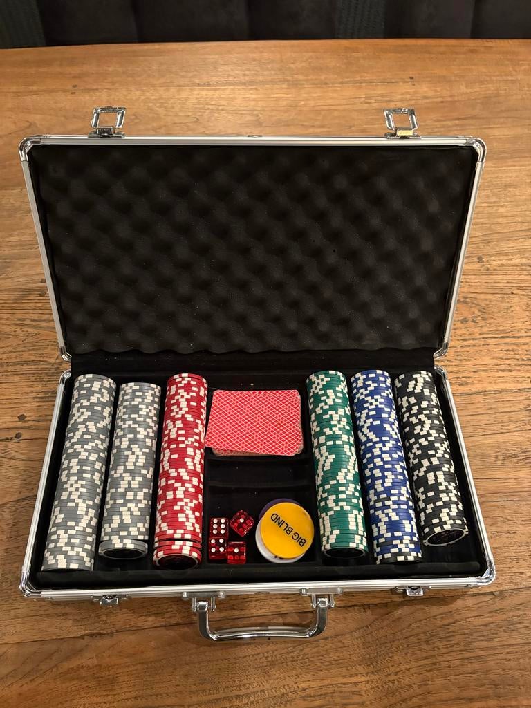 Complete Pokerset in Aluminium Koffer - Zo goed als nieuw, Vijf spelers of meer, Ophalen of Verzenden, Zo goed als nieuw