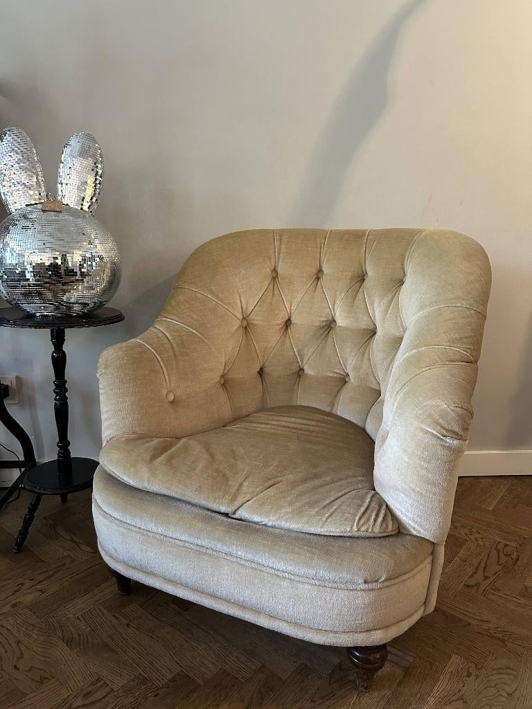 Vintage fauteuil, Ophalen, Gebruikt, 75 tot 100 cm, Stof