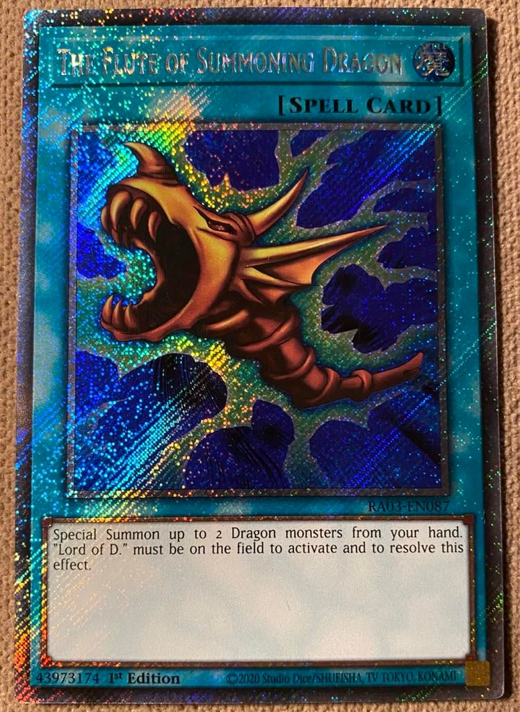Yu-Gi-Oh! The Flute of Summoning Dragon RA03 1st !, Ophalen of Verzenden, Zo goed als nieuw, Losse kaart, Foil