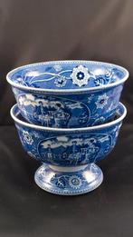 Twee kastkommen Tea Drinker blauw, Societé Céramique, Ophalen of Verzenden