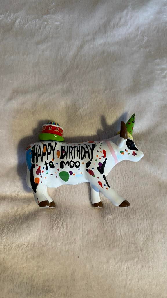 Happy Birthday To Moo! CowParade Beeldje, Antiek en Kunst, Kunst | Beelden en Houtsnijwerken, Ophalen of Verzenden