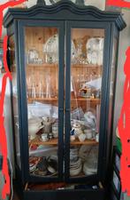 Blauwe houten servieskast, Ophalen, Gebruikt, Hout, ronde pootjes, 25 tot 50 cm