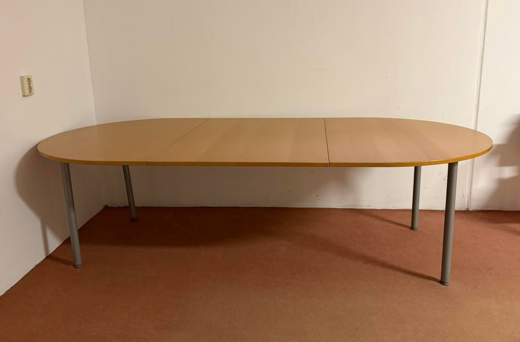 Ikea ovalen vergadertafel beukenkleur, Ophalen, 100 tot 150 cm, 200 cm of meer, Zo goed als nieuw
