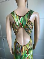 K64 Aparte lange jurk mt 36/38=S/M maxi groen/geel/wit/beige, Conos, Ophalen of Verzenden, Zo goed als nieuw, Maat 36 (S)
