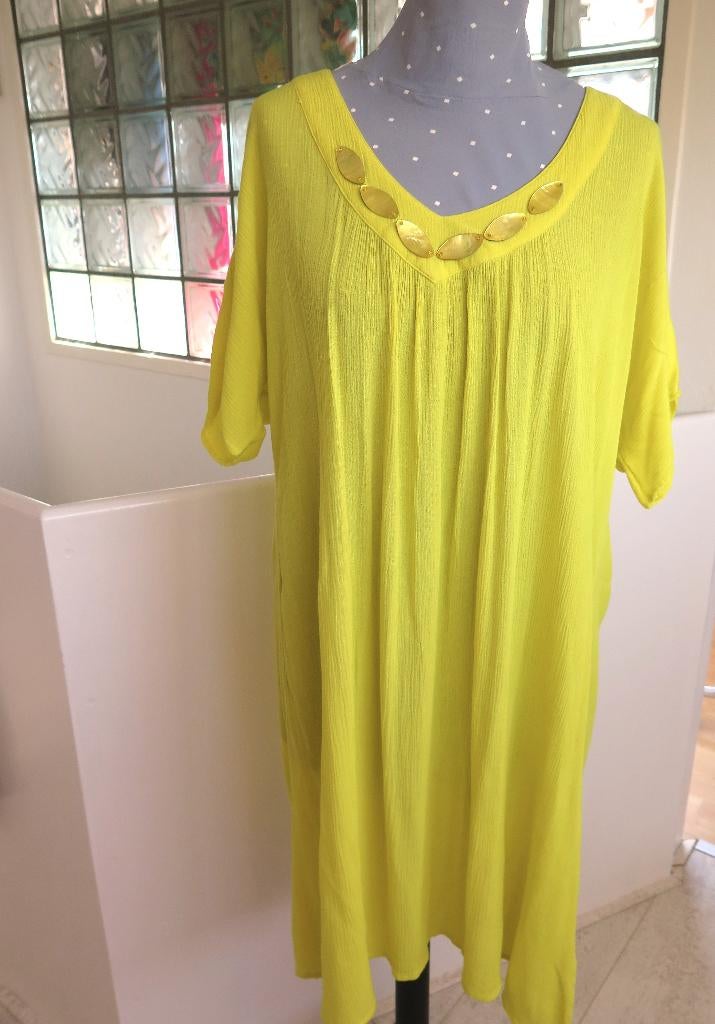 Prima donna (strand)jurk  geel maat 44/46, Overige typen, Verzenden, Geel, Zo goed als nieuw