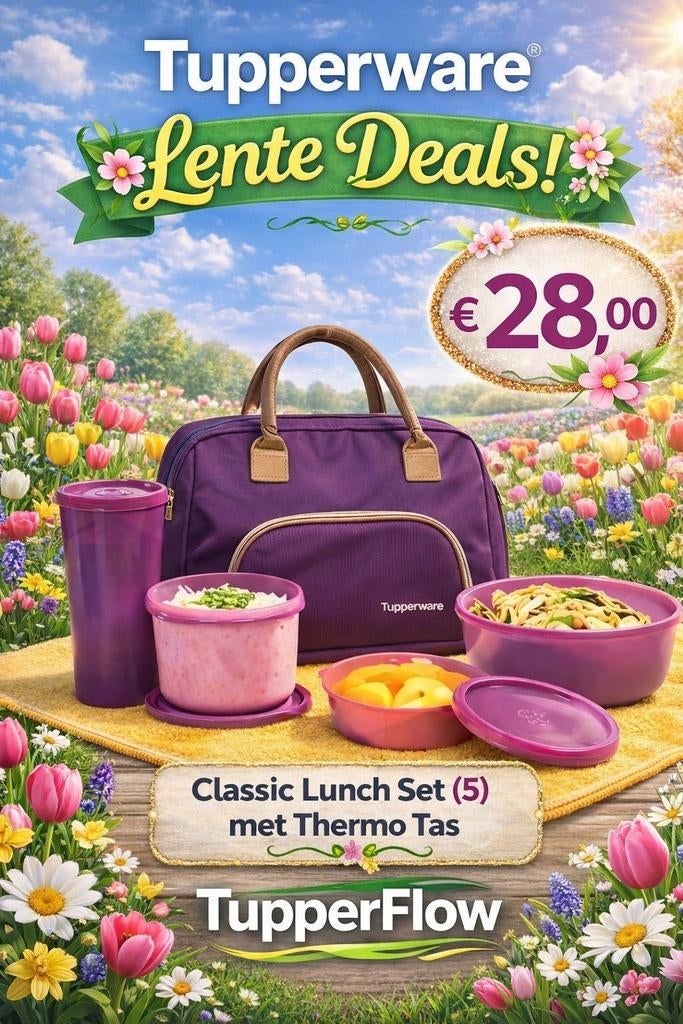 TUPPERWARE Classic Lunch set 5-delig met Thermo Tas, Huis en Inrichting, Keuken | Tupperware, Ophalen of Verzenden, Nieuw, Overige typen