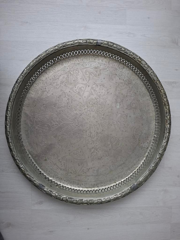 Marokkaans handwerk schaal, Ophalen of Verzenden, Rond, Metaal