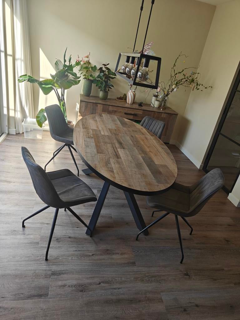 Lamalux eettafel,stoelen,tv meubel en salon tafel, Ophalen, Kunststof, Gebruikt, 50 tot 100 cm