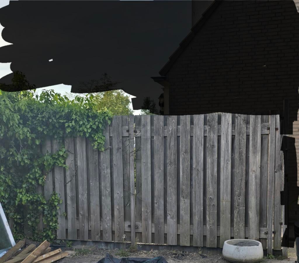 9 schuttingen inc palen, Ophalen, 6 meter of meer, Hout, 1 tot 2 meter