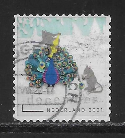 2021, Decemberzegel, Pauw en 2 muizen [3983] (K1301), Postzegels en Munten, Ophalen of Verzenden