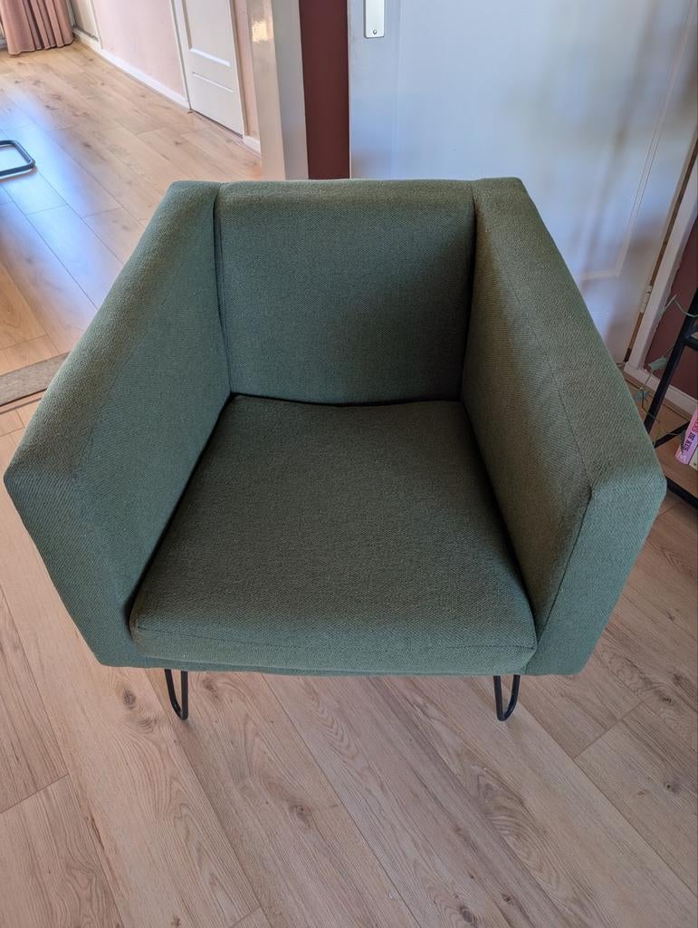 Groene fauteuil - 80cm hoog, 73cm breed, Huis en Inrichting, Fauteuils, Ophalen, Gebruikt, Minder dan 75 cm, Stof