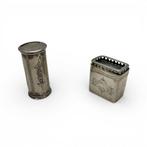 Cilindervormig tondeldoosje en rechthoekig lodereindoosje, Ophalen of Verzenden, Zilver